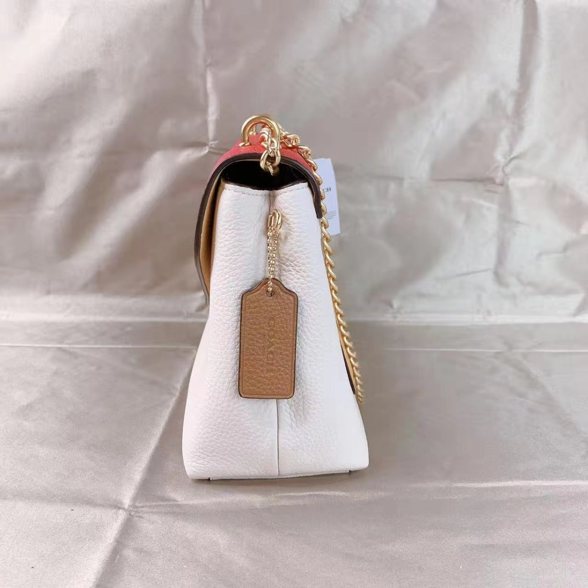 Coach C6786 Tammie Shoulder Bag In Colorblock In Gold/Chalk Electric Red Multi Coach C6786 Tammie Shoulder Bag In Colorblock In Gold/Chalk Electric Red Multi